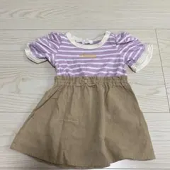 パフスリーブ ボーダー ワンピース ベージュのサムネイル