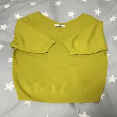 【再値下げ】GRL 前後Vネックミラノリブ5分袖ニット