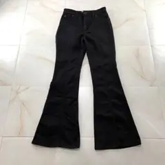 美脚　ピンタック　フレアパンツ　ブラック　Ｓ　モード　きれいめ　グランジ