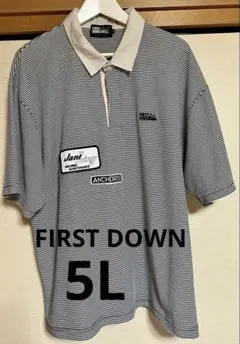 ★超お薦め品★FIRST DOWN/半袖/ポロシャツ/ボーダー柄/5L/白×黒のサムネイル
