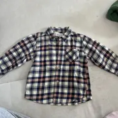 長袖チェック柄 シャツ　90 男の子　重ね着　ネルシャツ