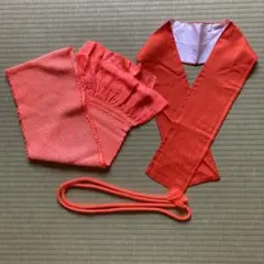 絞り帯揚げ　帯締め　伊達えり3点セット　オレンジ　和装小物　着物