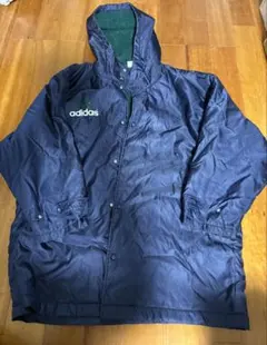 adidas フード付き ベンチコート ネイビー　L〜Oサイズ
