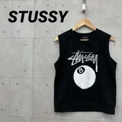 STUSSY ステューシー タンクトップ USA製 ８ボール レディース M 黒