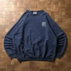 00s前半　ヘインズ　US企業ロゴ　ヘビー スウェット　刺繍　くすみブルー　XL