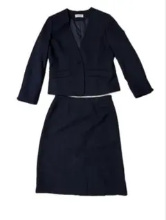 OPAQUE.CLIPツイードノーカラージャケットスーツ 濃紺 フォーマル