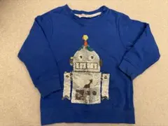 H&M キッズ104裏起毛トレーナー ロボット スパンコール 長袖 ブルー