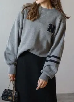 【新品】(サG)BONJOUR SAGAN サガラ刺繍ロゴスウェットライクニット