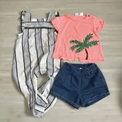 next zara ￼86cmまとめ売り　サロペット　Tシャツ　ショートパンツのサムネイル