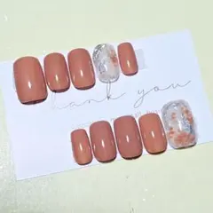 茶 マーブル ネイルチップ 10個セット