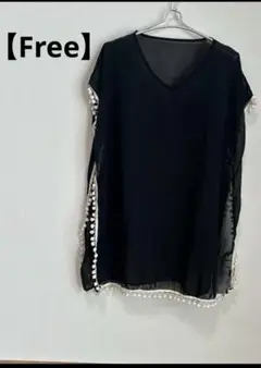珍しいデザイン✨【Free】ブラック シースルー ノースリーブ チュニック