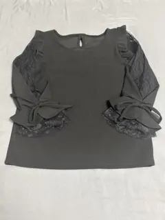 【INGNI/イング】 ブラックレースフリルリボン七分袖ブラウス