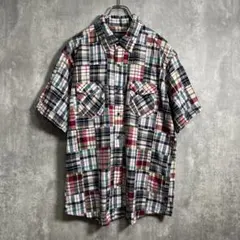 【美品】Eddie Bauer｜エディーバウアー，パッチワーク，半袖シャツのサムネイル