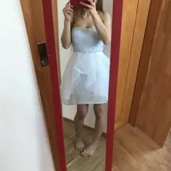 新品☆キャバ ビジュー＆レース２段ティアードオーガンジーロングペプラムミニドレス