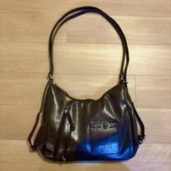 【値下げ中】3way ショルダー/トート/ リュック ダークブラウンレザーバッグ