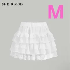 SHEIN MOD ホワイト レースフリルミニスカート