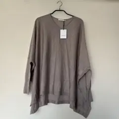 ANAYI ベージュグレー Vネック オーバーサイズ トップス