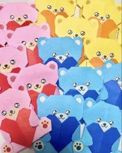 壁面飾り　くま　ハート　ホワイトデー　折り紙　ハンドメイド　かわいい　動物　保育