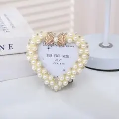 リボン パール フォトフレーム 写真立て ブライダル アンティーク サークル