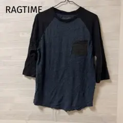 RAGTIME ダークブルー ブラック 七分袖カットソー