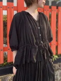 pas de calais コットンストライプブラウス