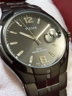 ☆セイコーPULSAR クロノグラフ 100M ブラックゴールド 美品 動作良好 