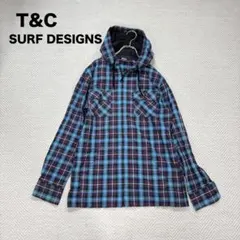 1 T&C SURF DESIGNS フード付き チェック柄 ロングシャツ M
