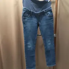 マタニティ 裏起毛スキニーパンツ デニムブルー