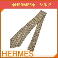 HERMES エルメス ニットタイ シルク100% H刺繍 ネクタイ ベージュ