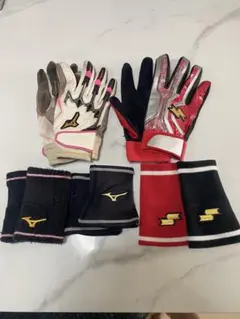 ミズノプロ、SSK、バッティング用手袋とリストバンドセット