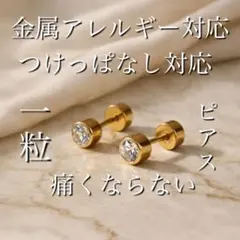 一粒　ピアス　ネジ式　ジルコニア　つけっぱなしOK キラキラ　金属アレルギー対応