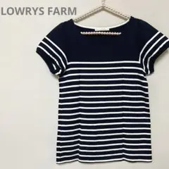 LOWRYS FARM 半袖トップス　ボーダー　ネイビー　パフスリーブ　マリンのサムネイル