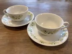 Afternoon tea オリーブ柄 ティーカップ・ソーサー 2セット