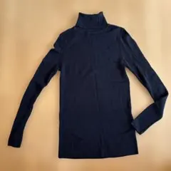 メリノリブタートルネックセーター　XL ブラック