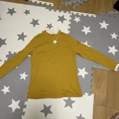 新品未使用品マスタード色 フリル襟 長袖Tシャツ LL