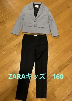 卒業式・入学式　ZARA チェック柄ジャケットと黒パンツセット 13-14