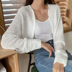 SHEIN Dazy　ポワンテル編みオープンフロントクロップカーディガン　ボレロ