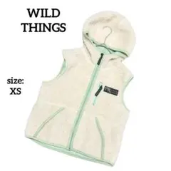 ワイルドシングス ボアフリースベスト アウター 羽織 フード ジップアップ XS