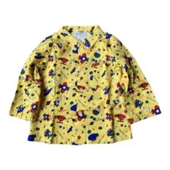 レトロ 乗り物 総柄 シャツ 黄色 95