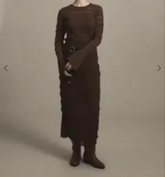 ヤマダヤ【Ample 】ボーダーディティールニットナロースカート　ブラウン♡