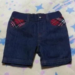 ミッキー赤チェック柄ショートパンツ