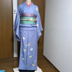 薄紫色の手毬柄付下げ訪問着、名古屋帯セット