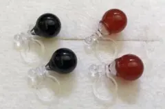 08 カーネリアン323 天然石　カーネリアン　オニキス　イヤリング2点