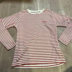 mont-bell 赤と白 ストライプ 長袖カットソー