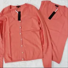 新品未使用　セオリー　アンサンブル　カーディガン　ベスト　M サーモンピンク