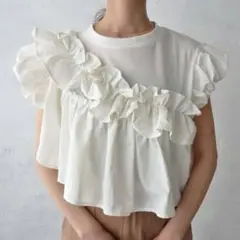 【select shop K.growth】　異素材フリルコンビプルオーバー