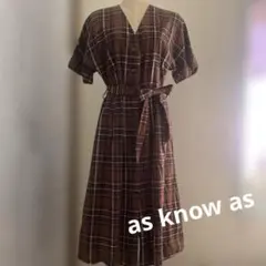 アズノゥアズ　as know as ワンピース　チェック　ウエストゴム　フリー