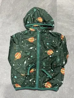 キッズ ジャケット 宇宙柄 グリーン　シャカシャカ