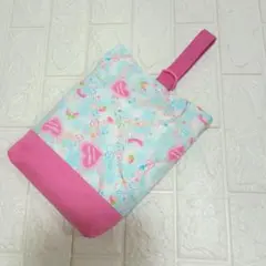 ハート＆音符柄　上靴入れ　シューズ入れ　ハンドメイド
