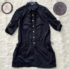✨美品✨ バーバリーブルーレーベル シャツワンピース ロゴボタン フリル 洗える